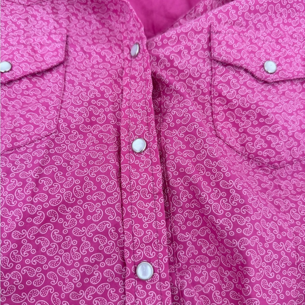 🤩 Rocking C Girls Pink Western Shirt | Size M (8–10) | Paisley Pearl Snap - Picture 7 of 7